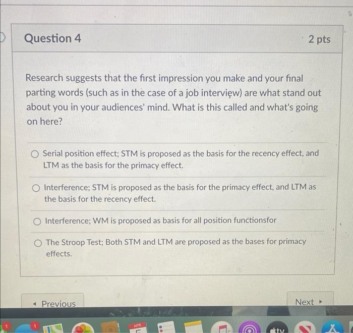 Solved Question Pts Research Suggests That The First Chegg