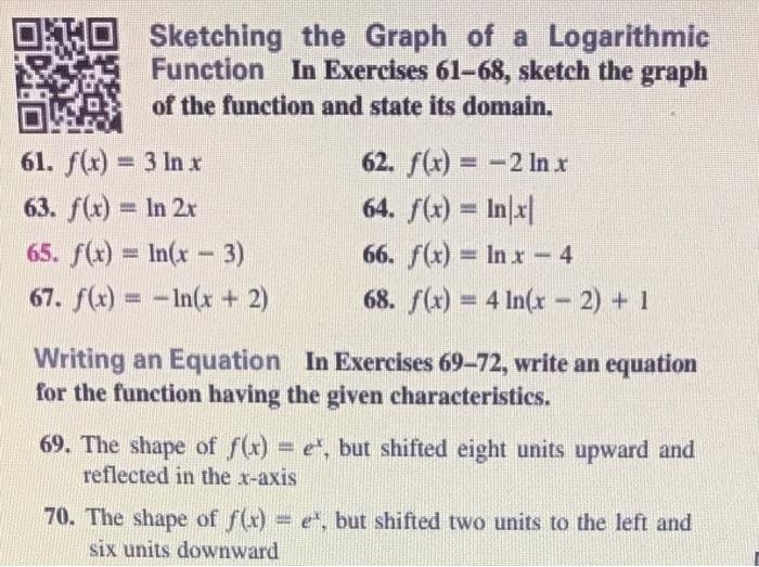 Solved Sketching The Graph Of A Logarithmic Function In Chegg