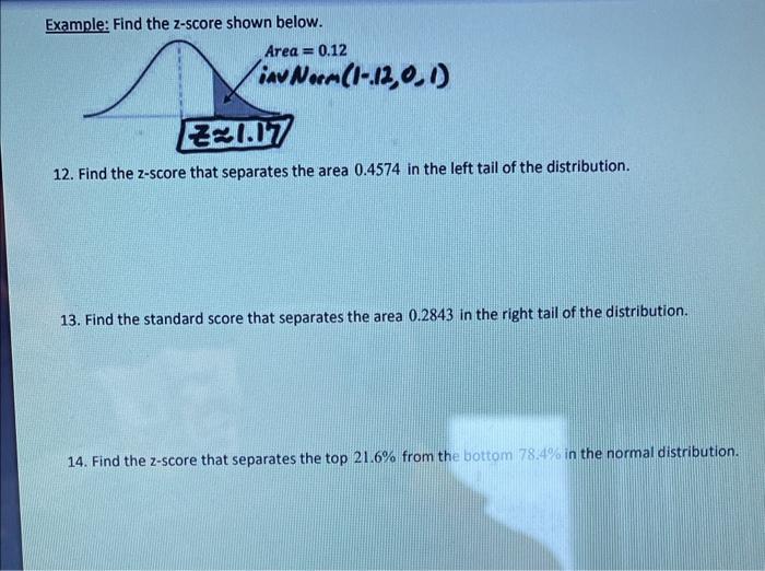 Solved Example Find The Z Score Shown Below Find The Chegg