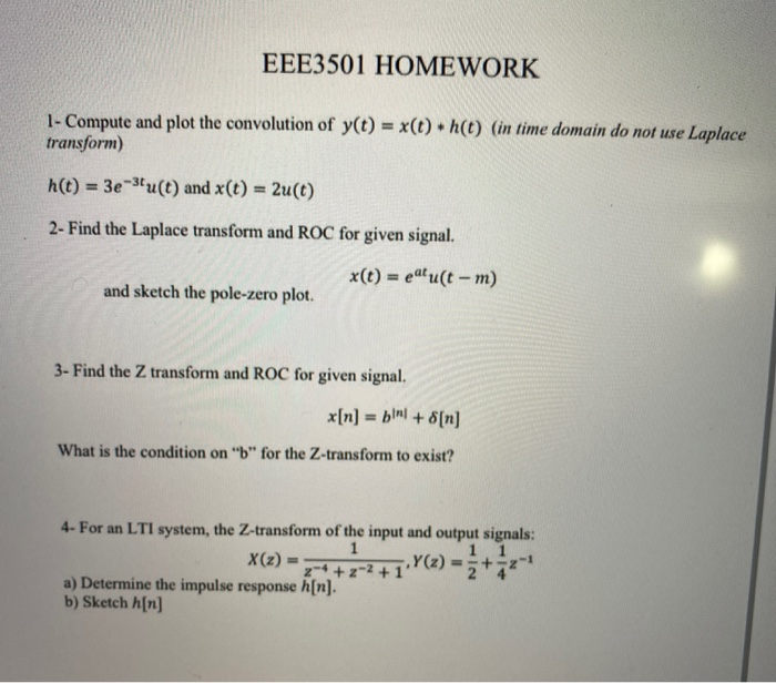 Solved EEE3501 HOMEWORK 1 Compute And Plot The Convolution Chegg