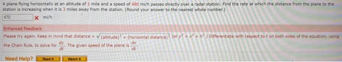 Solved A Plane Flying Horizontally At An Altitude Of Mile Chegg