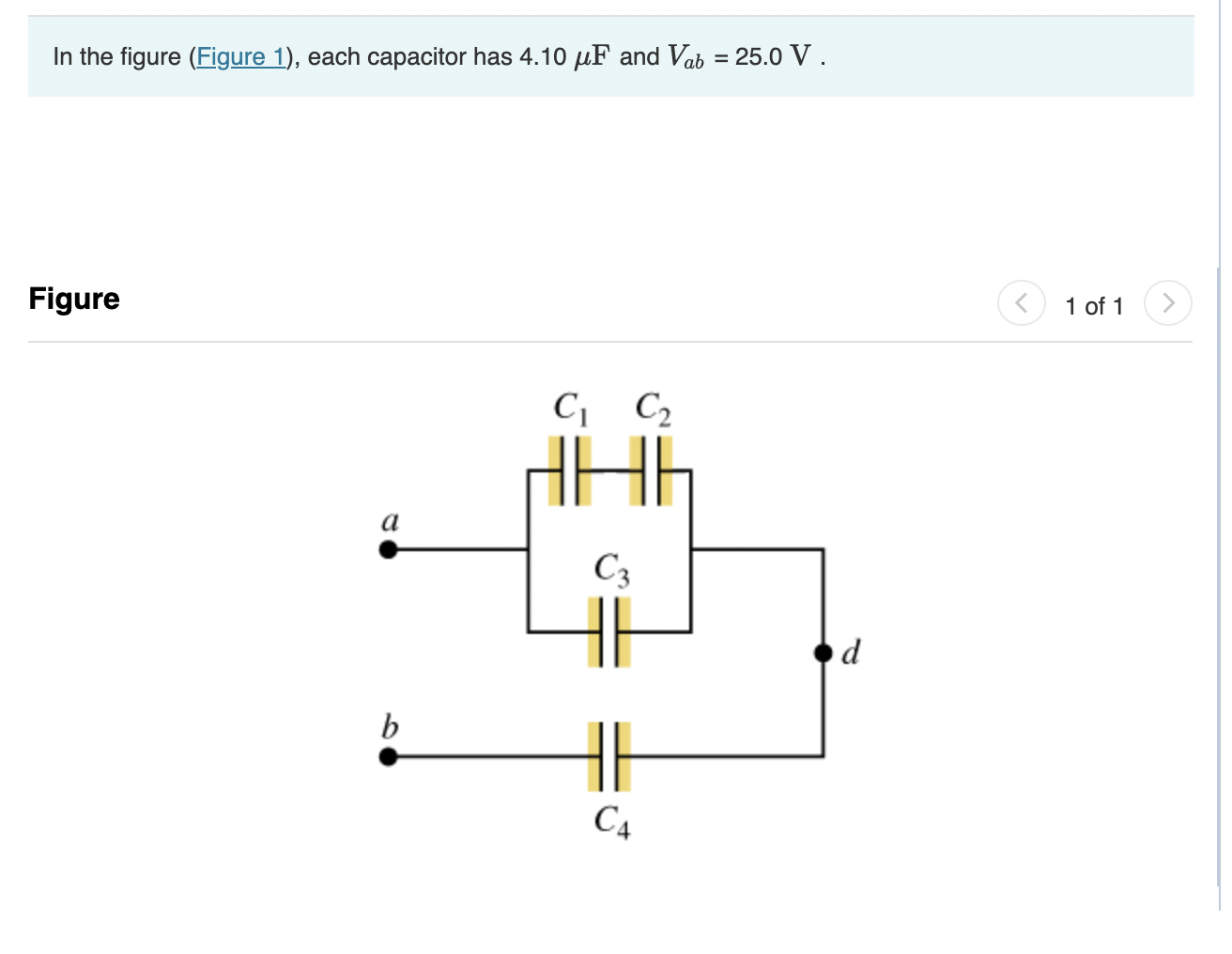 Solved In the figure Figure 1 each capacitor has 4 10μF Chegg