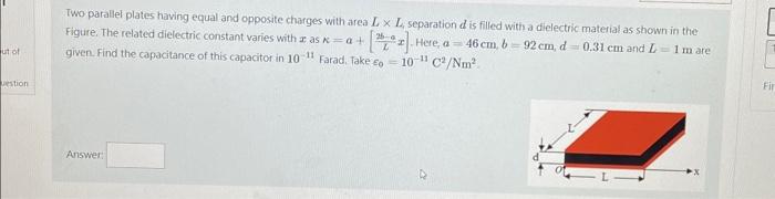 Solved Two Parallel Plates Having Equal And Opposite Charges Chegg