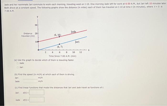 Solved Jade And Her Roommate Jari Commute To Work Each Chegg