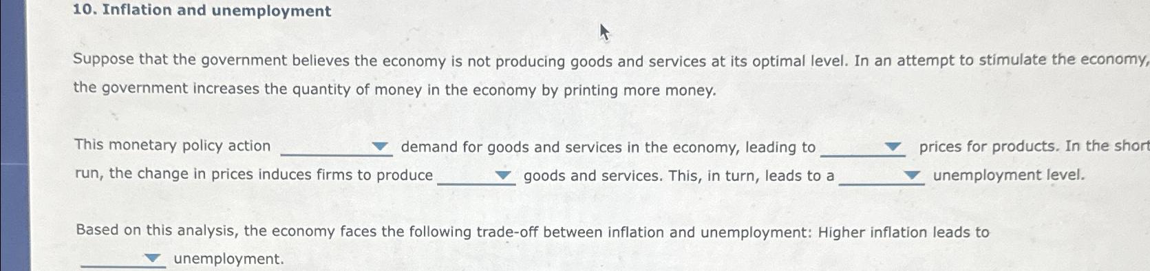 Solved Inflation And UnemploymentSuppose That The Government Chegg