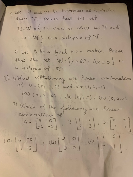 Solved Let U And W Be Subspaces Of A Vector Space V Prove Chegg