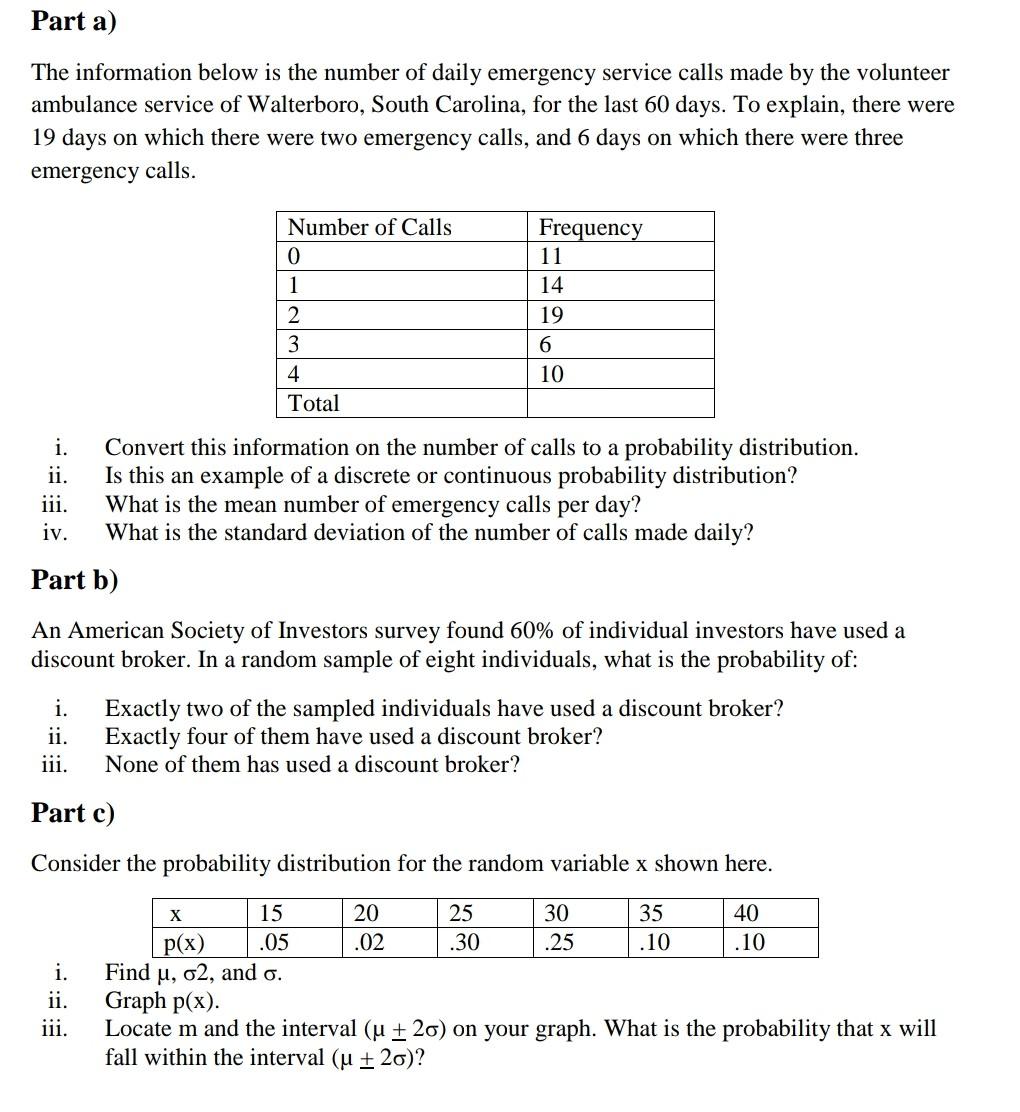 Solved Part A The Information Below Is The Number Of Daily Chegg