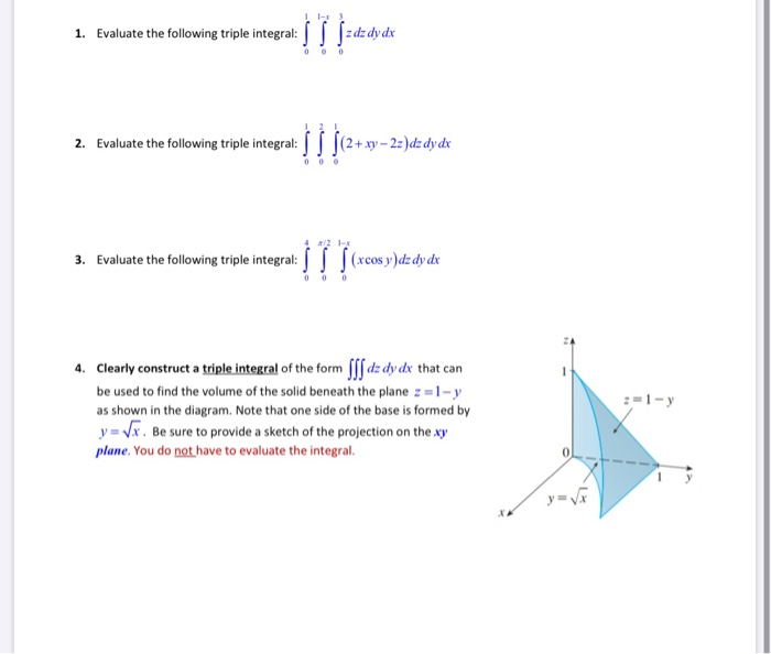 Solved 1 Evaluate The Following Triple Integral 2 Chegg