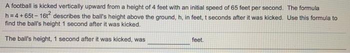 Solved A Football Is Kicked Vertically Upward From A Height Chegg