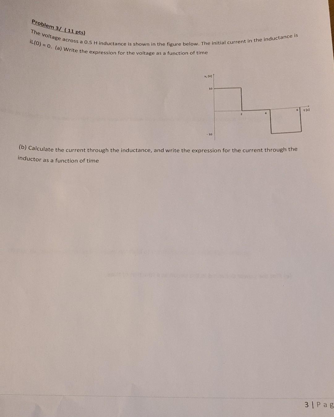 Solved Problem Pts The Voltage Across A H Chegg