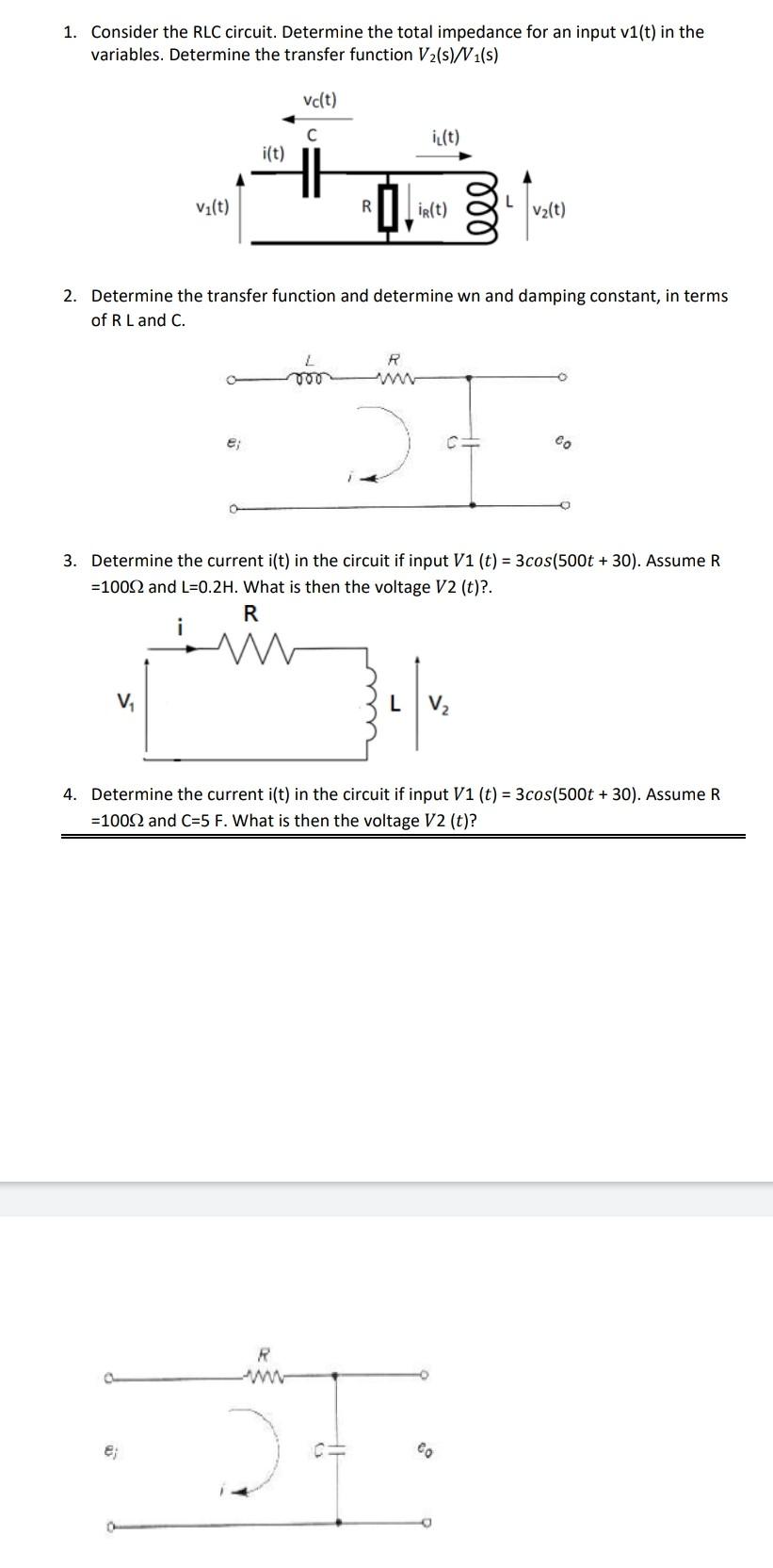 Solved Consider The Rlc Circuit Determine The Total Chegg