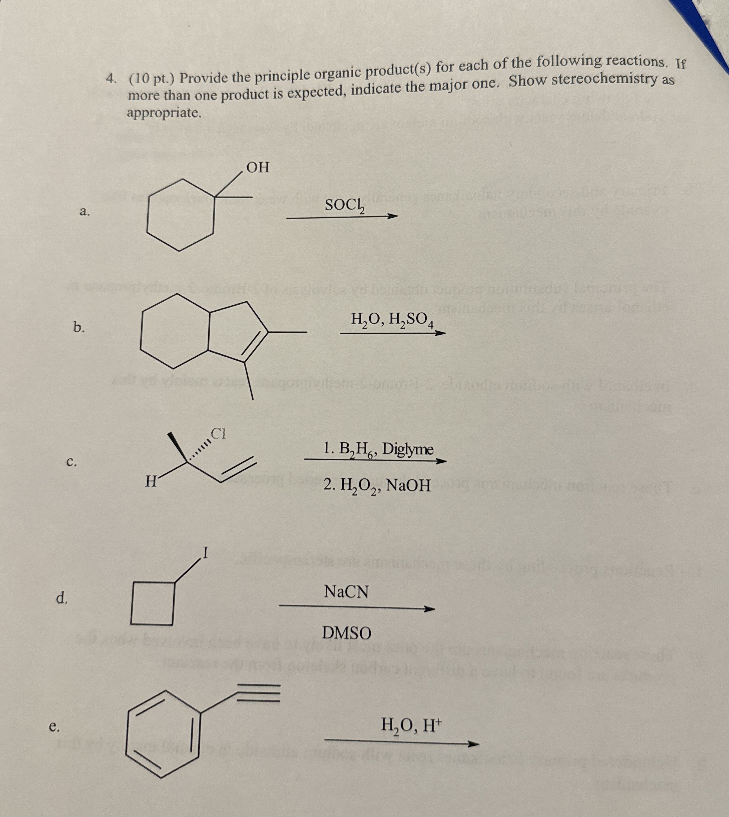 Solved 10 Pt Provide The Principle Organic Product S