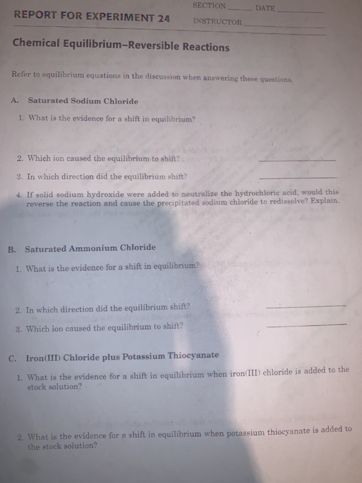 Solved Date Report For Experiment Section Instructor Chegg