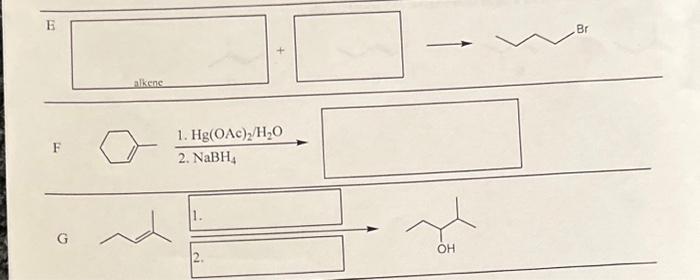 Solved Alkene 2 Hg OAc 2 H2O2 NaBH4 G Chegg