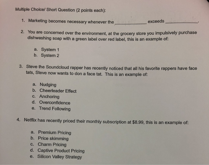 Solved Multiple Choice Short Question 2 Points Each 1 Chegg