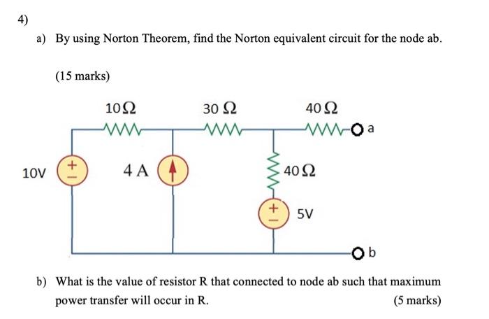 Solved A By Using Norton Theorem Find The Norton Equiv