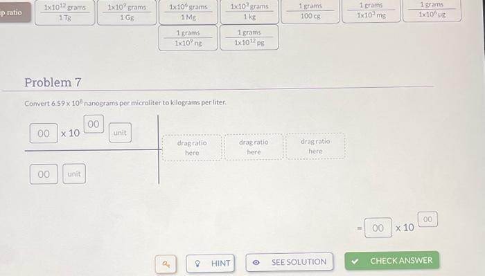 Solved Problem 7 Convert 6 59108 Nanograms Per Microliter Chegg