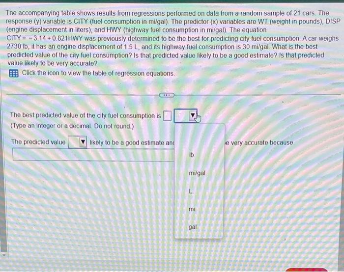 Solved Regression TableThe Accompanying Table Shows Results Chegg