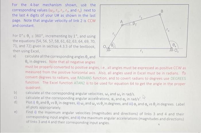 Solved For The Bar Mechanism Shown Use The Corresponding Chegg