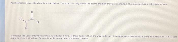 Solved An Incomplete Lewis Structure Is Shown Below The Chegg