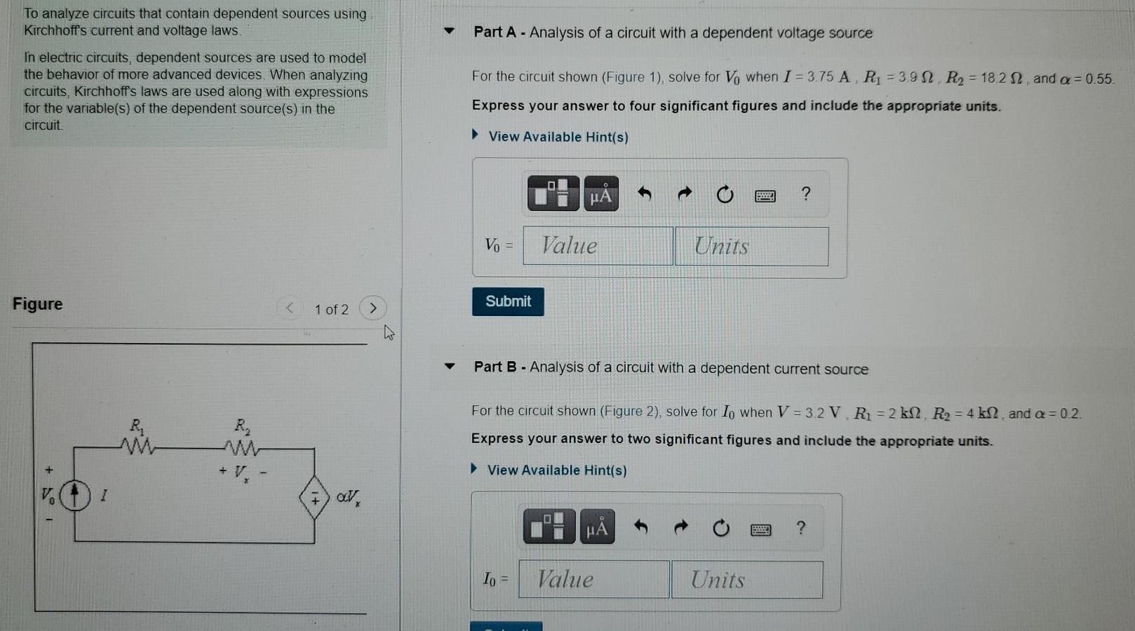 Solved Part A Analysis Of A Circuit With A Dependent Chegg