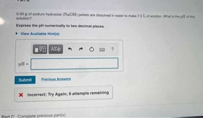 Solved G Of Sodium Hydroxide Naoh Pellets Are Chegg