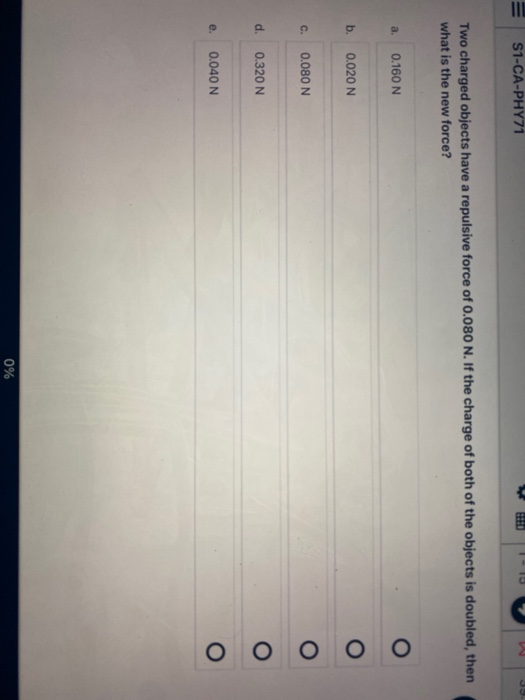 Solved S1 CA PHY71 Two Charged Objects Have A Repulsive Chegg