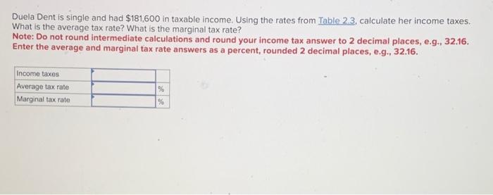 Solved Duela Dent Is Single And Had 181 600 In Taxable Chegg