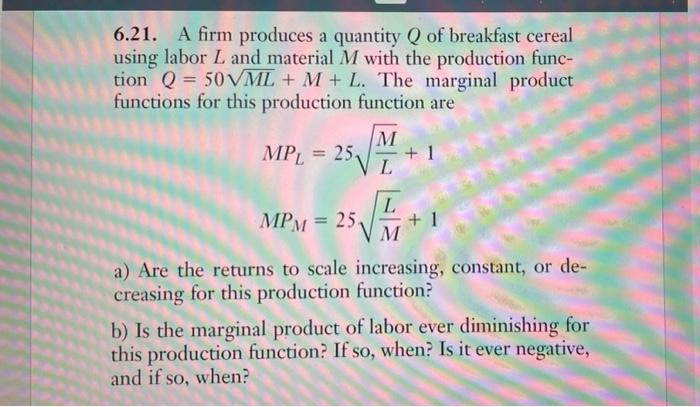 Solved A Firm Produces A Quantity Of Breakfast Cereal Chegg