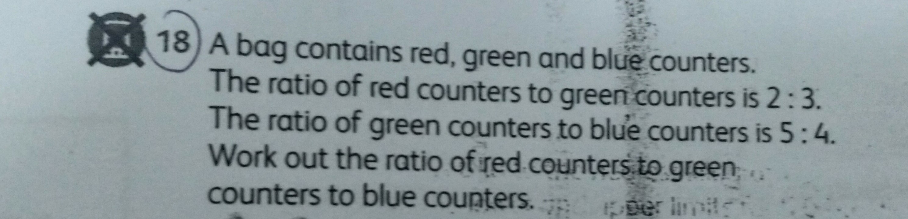 Solved A Bag Contains Red Green And Blue Counters The Ratio Chegg