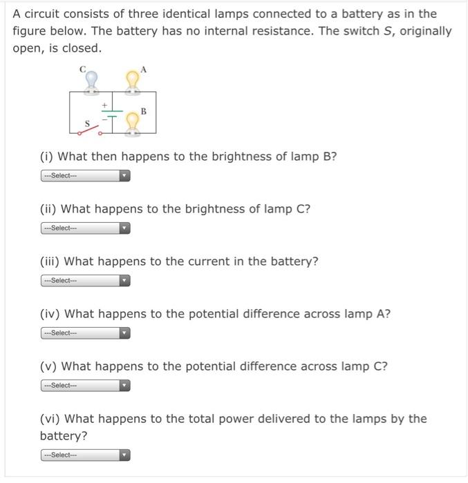 Solved A Circuit Consists Of Three Identical Lamps Connected Chegg