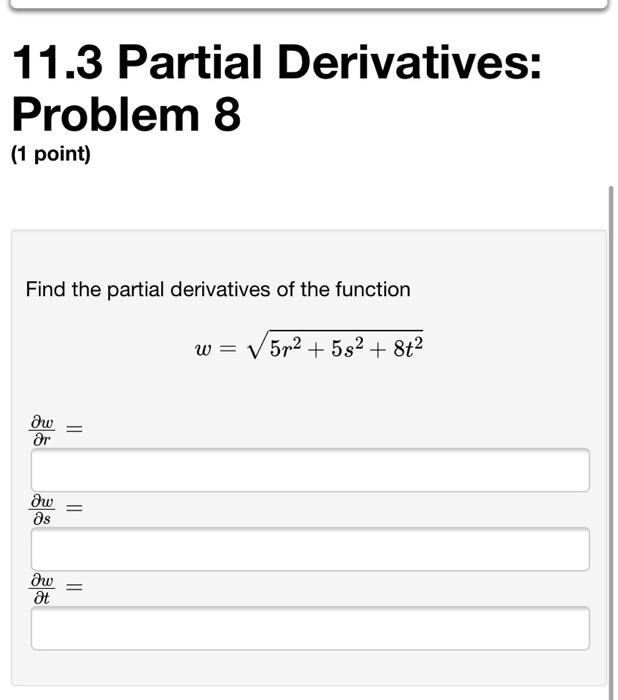 Solved Partial Derivatives Prol Find The Partial Chegg