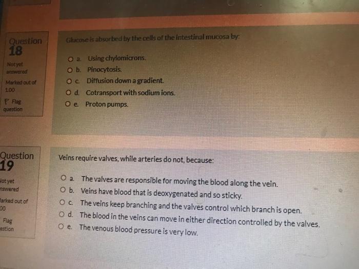 Solved Glucose Is Absorbed By The Cells Of The Intestinal Chegg