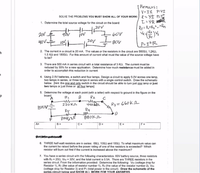 Solved The Following Voltage Drops Are Measured Across Each Chegg