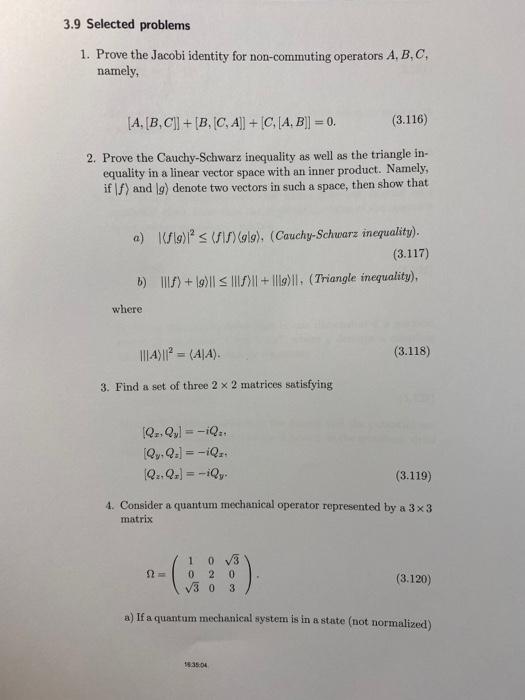 Solved Selected Problems Prove The Jacobi Identity Chegg