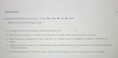 Solved Consider The Following Food Chain Grass Cricket Chegg