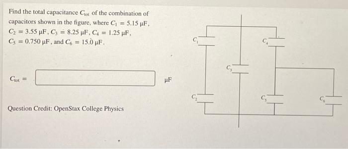 Solved Find The Total Capacitance C Text Tor