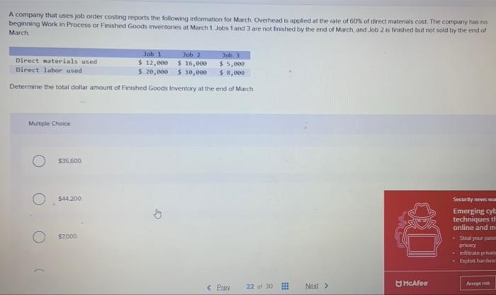 Solved A Company That Uses Job Order Costing Reports The Chegg