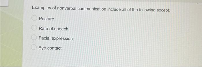 Solved Examples Of Nonverbal Communication Include All Of Chegg