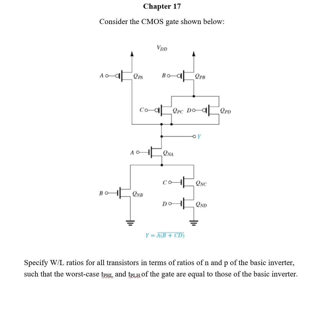 Solved Chapter 17 Consider The CMOS Gate Shown Below VpD Chegg