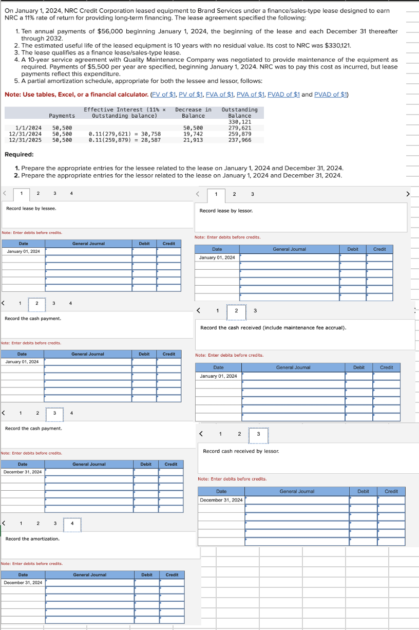 Solved On January 1 2024 NRC Credit Corporation Leased Chegg