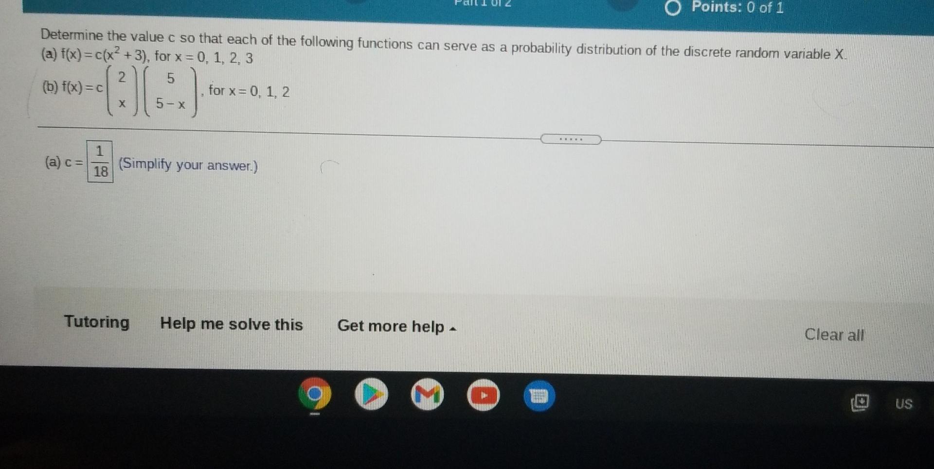 Solved O Points Of Determine The Value C So That Each Chegg