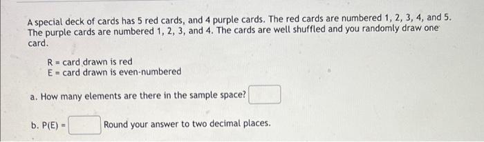 Solved A Special Deck Of Cards Has 5 Red Cards And 4 Purple Chegg