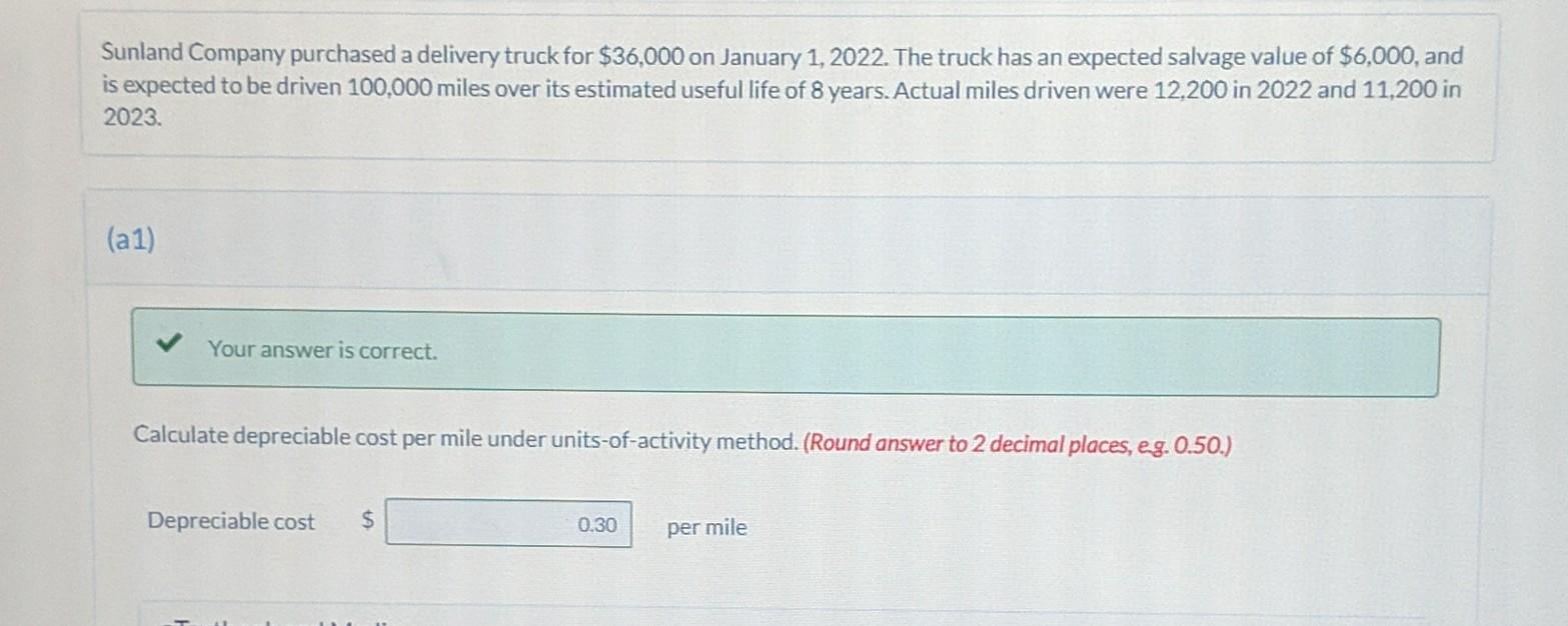 Solved Sunland Company Purchased A Delivery Truck For Chegg