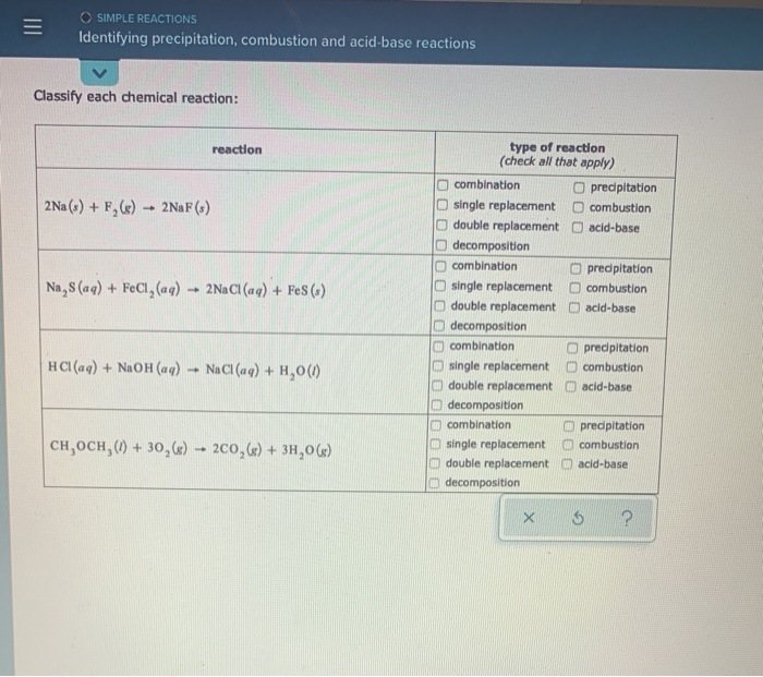 Solved O Simple Reactions Identifying Precipitation Chegg