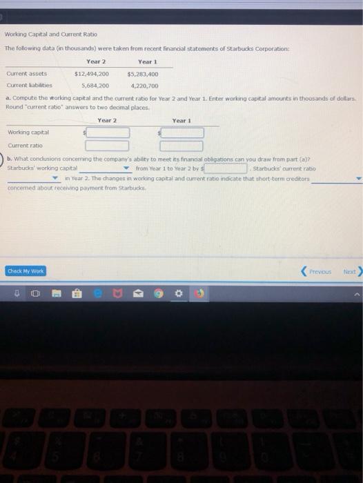 Solved Working Capital And Current Ratio The Following Data Chegg