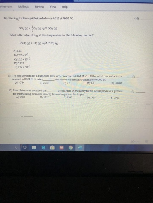 Solved Eferences Mailings Review View Help 16 The Key For Chegg