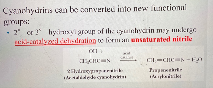 Solved Cyanohydrins Can Be Converted Into New Functional Chegg