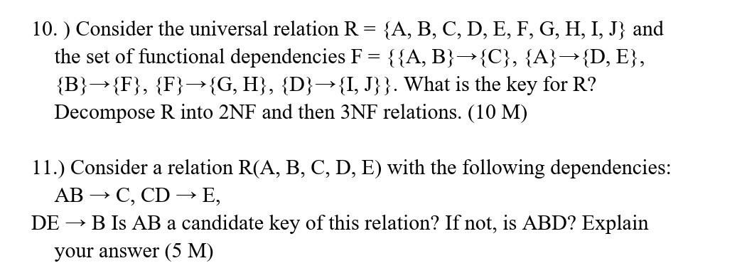 Solved Consider The Universal Relation Chegg