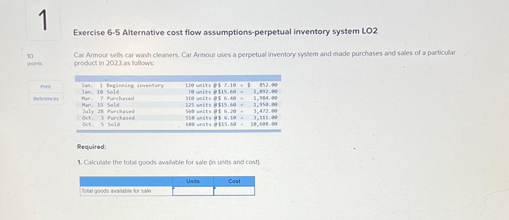 Exercise Alternative Cost Flow Chegg